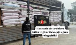 Manisa'da bir tır dolusu tütün ve gümrük kaçağı sigara ele geçirildi