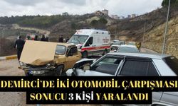 Demirci’de iki otomobil çarpışması sonucu 3 kişi yaralandı