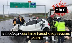 Kırkağaçta seyir halindeki araç tankere çarptı