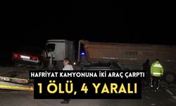 Hafriyat kamyonuna iki araç çarptı