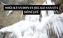 Soğuktan donan şelale sanata dönüştü