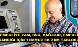 Emekliye ZAM, SSK, Bağ-Kur, Emekli Sandığı için Temmuz ek zam tablosu