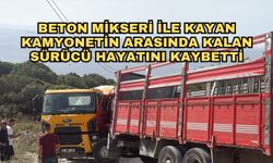 Beton mikseri ile kayan kamyonetin arasında kalan sürücü hayatını kaybetti