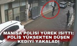 Manisa polisi yürek ısıttı: Polis yüksekten düşen kediyi yakaladı