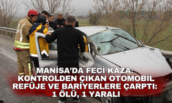 Kontrolden çıkan otomobil refüje ve bariyerlere çarptı: 1 ölü, 1 yaralı