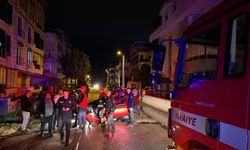 Edremit'te park halindeki araca çarpan otomobil takla attı