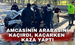 Amcasının arabasını kaçırdı, kaçarken kaza yaptı