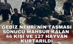 Gediz Nehri'nin taşması sonucu mahsur kalan 44 kişi ve 127 hayvan kurtarıldı
