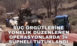 Suç örgütlerine yönelik düzenlenen operasyonlarda 34 şüpheli tutuklandı