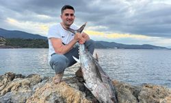 İzmir'de inanılmaz av: Kıyıdan dev orkinos yakaladılar, o anlar kamerada