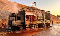 Seyir halindeki tır alevlere teslim oldu