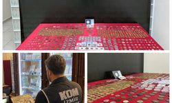 İzmir'de iş yerinde yüzlerce sikke ele geçirildi