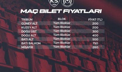 Kayserispor-Manisa FK maçının bilet fiyatları açıklandı