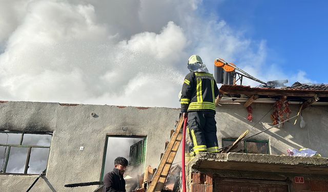 Müstakil bir ev yanarak küle döndü