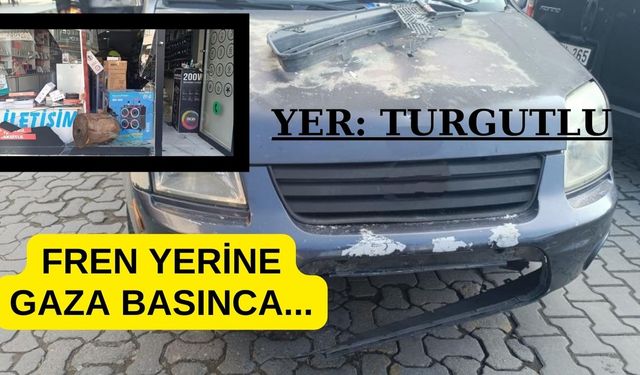 Fren yerine gaza basınca iş yerine daldı