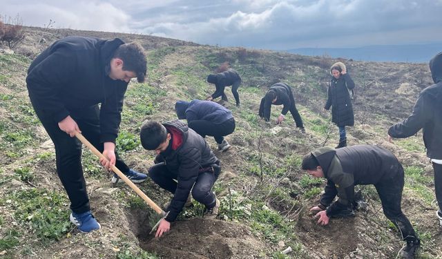 Manisa'da liseliler fidan dikerek geleceğe katkı yaptı