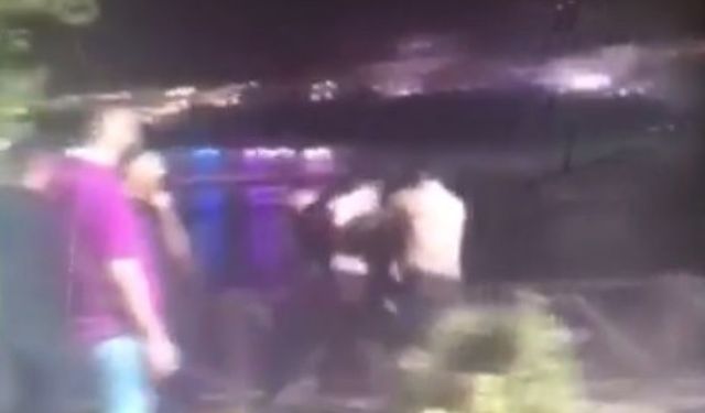 Mahalle bekçileri ile bir grubun yumruklu kavgası kamerada