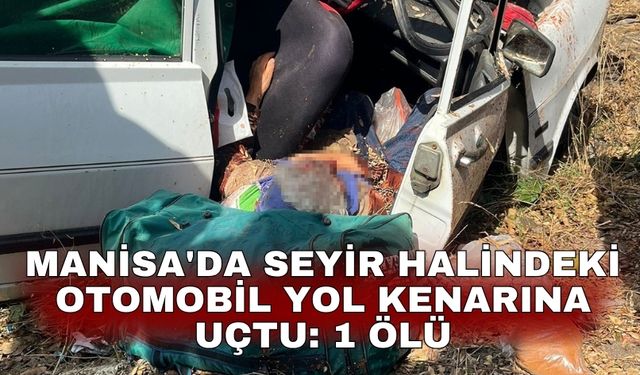 Manisa'da seyir halindeki otomobil yol kenarına uçtu: 1 ölü