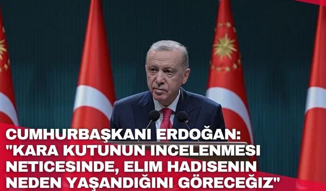 Cumhurbaşkanı Erdoğan: "Kara kutunun incelenmesi neticesinde, elim hadisenin neden yaşandığını göreceğiz"
