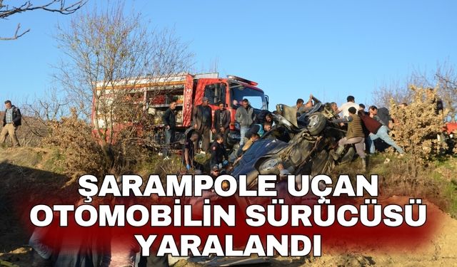 Şarampole uçan otomobilin sürücüsü yaralandı