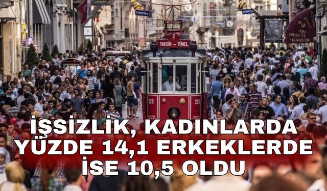 İşsizlik, kadınlarda yüzde 14,1 erkeklerde ise 10,5 oldu