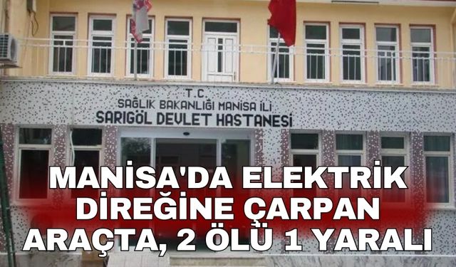 Manisa'da elektrik direğine çarpan araçta, 2 ölü 1 yaralı
