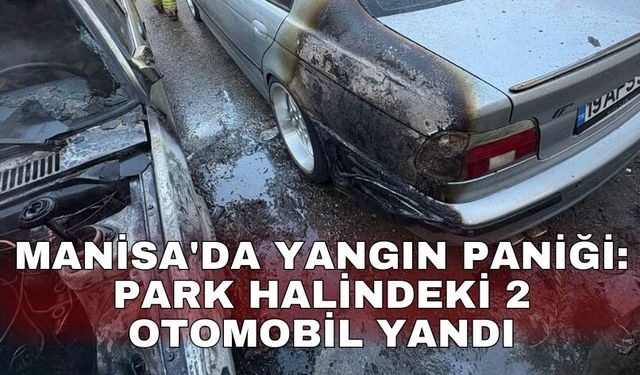 Manisa'da yangın paniği: Park halindeki 2 otomobil yandı