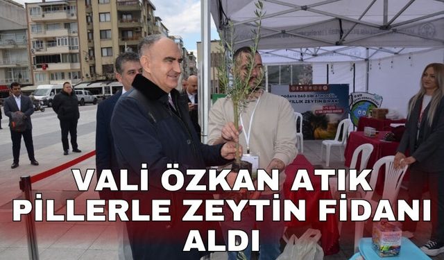 Vali Özkan atık pillerle zeytin fidanı aldı