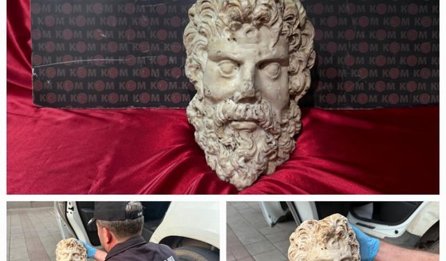 İzmir'de 2 bin yıllık Zeus mermer heykel başı ele geçirildi