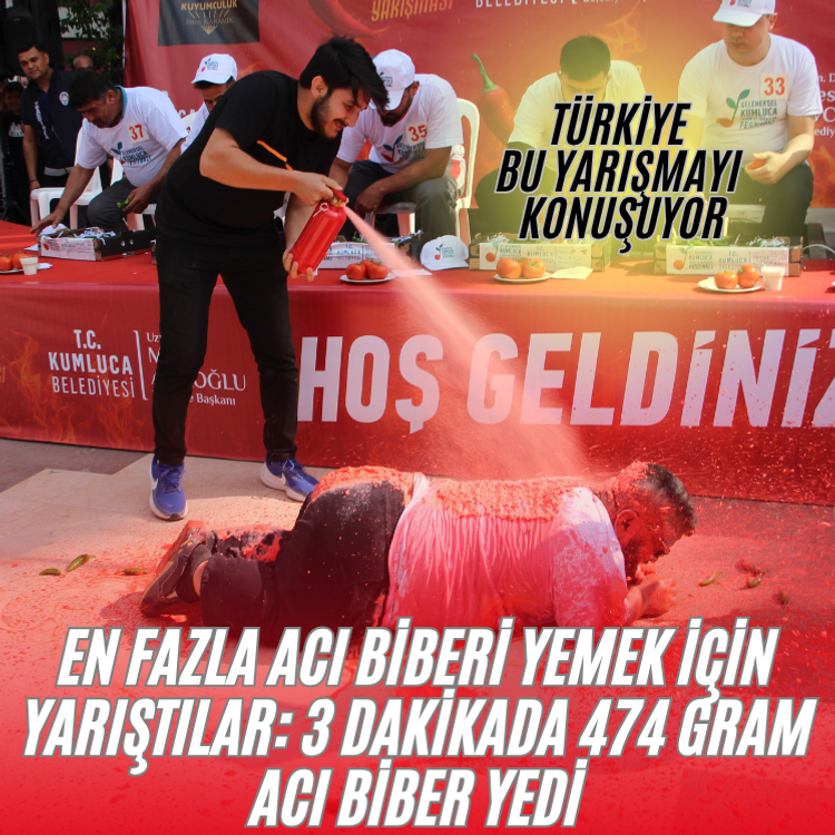En fazla acı biberi yemek için yarıştılar: 3 dakikada 474 gram acı biber yedi