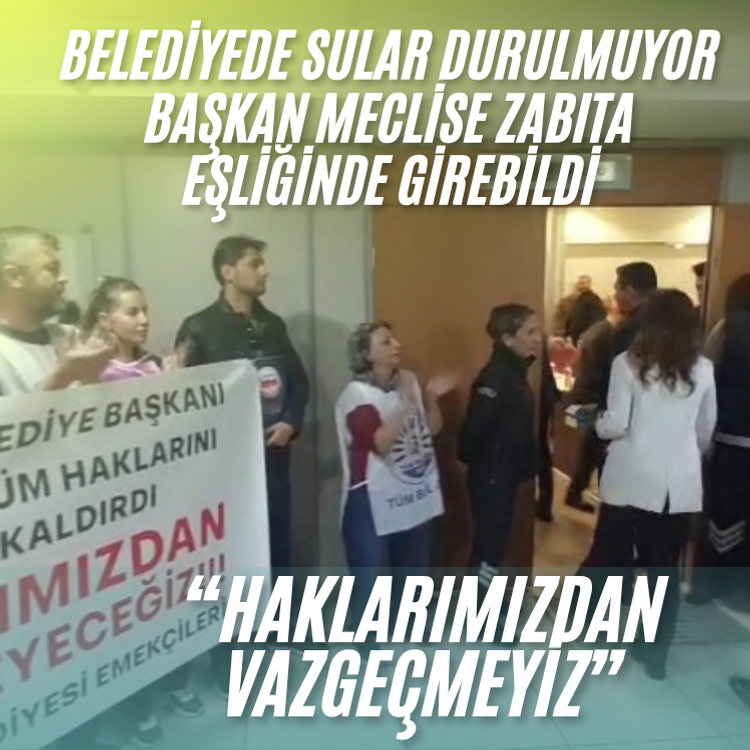 Karşıyaka'da memurlardan meclis girişi Başkan Ünsal’a alkışlı protesto