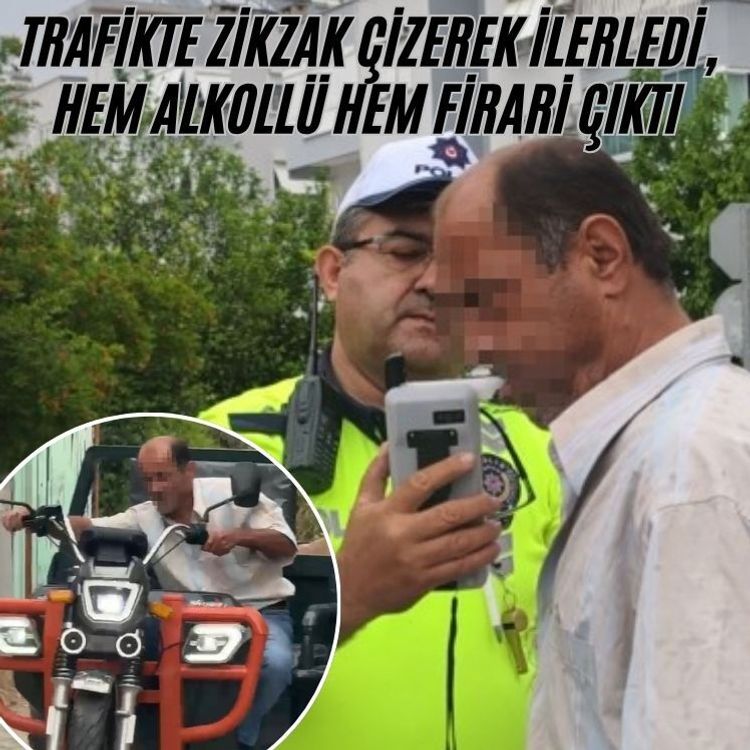 Trafikte zikzak çizerek ilerledi, hem alkollü hem firari çıktı