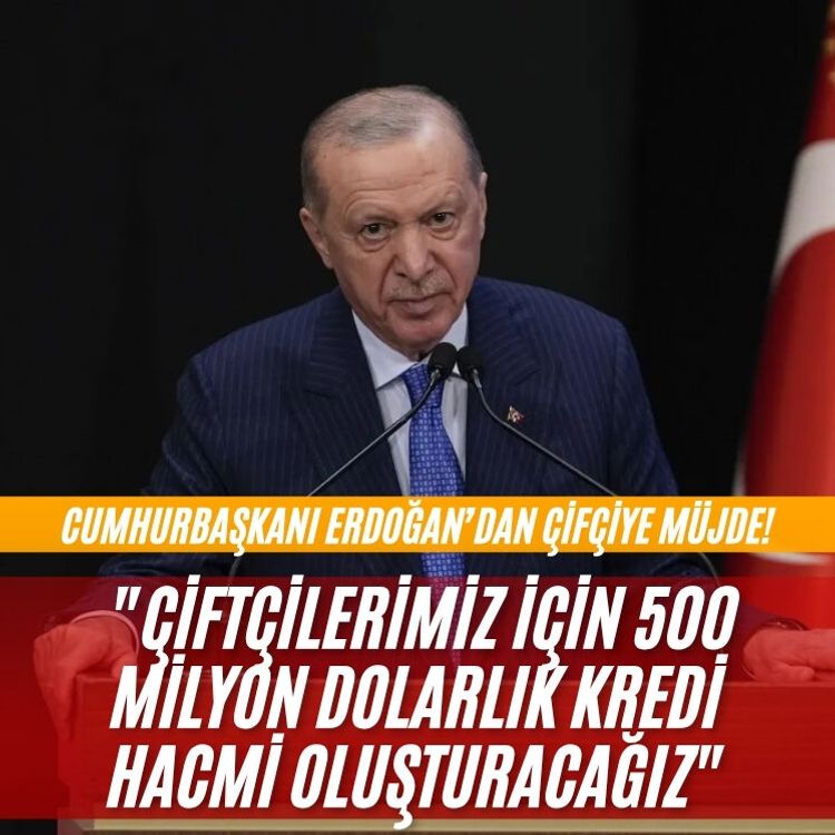 Cumhurbaşkanı Erdoğan: "Çiftçilerimiz için 500 milyon dolarlık kredi hacmi oluşturacağız"