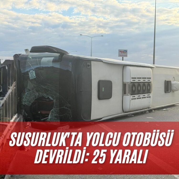 Susurluk'ta yolcu otobüsü devrildi: 25 yaralı