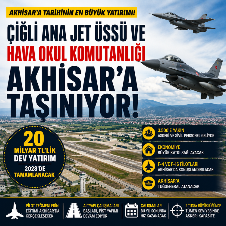Çiğli Hava Eğitim Merkezi Akhisar’a taşınıyor: 20 milyar liralık dev yatırım