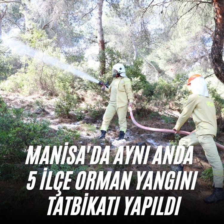 Manisa'da aynı anda 5 ilçe orman yangını tatbikatı yapıldı
