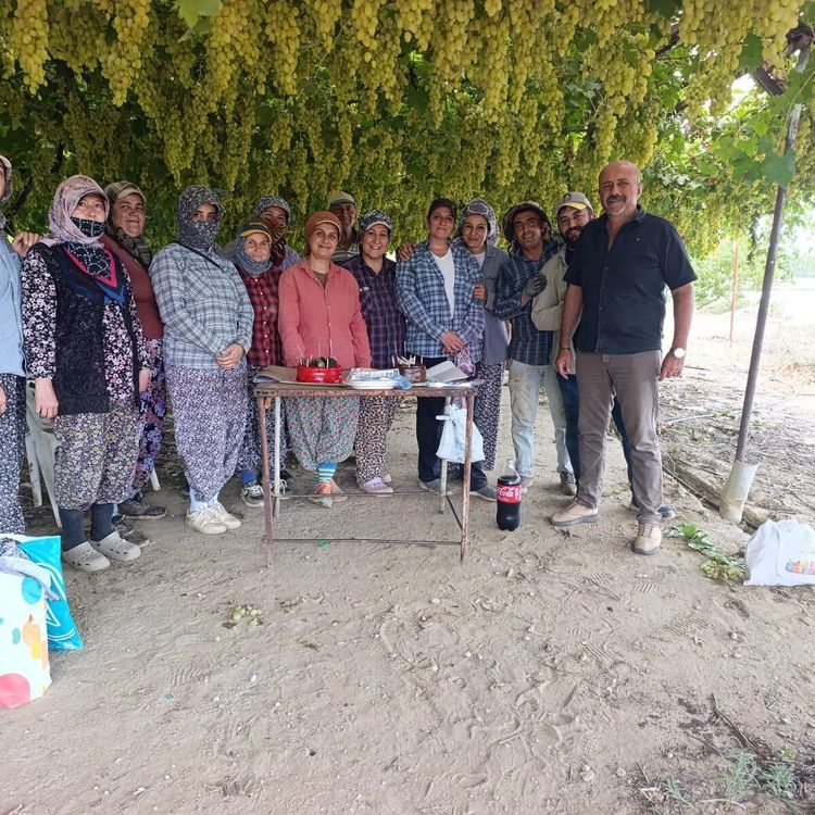 Manisa'da çiftçiden tarım işçisine üzüm bağında doğum günü sürprizi