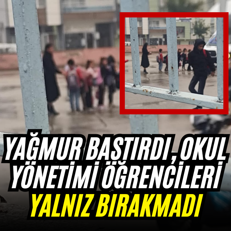 Yağmur bastırdı, okul yönetimi öğrencileri yalnız bırakmadı