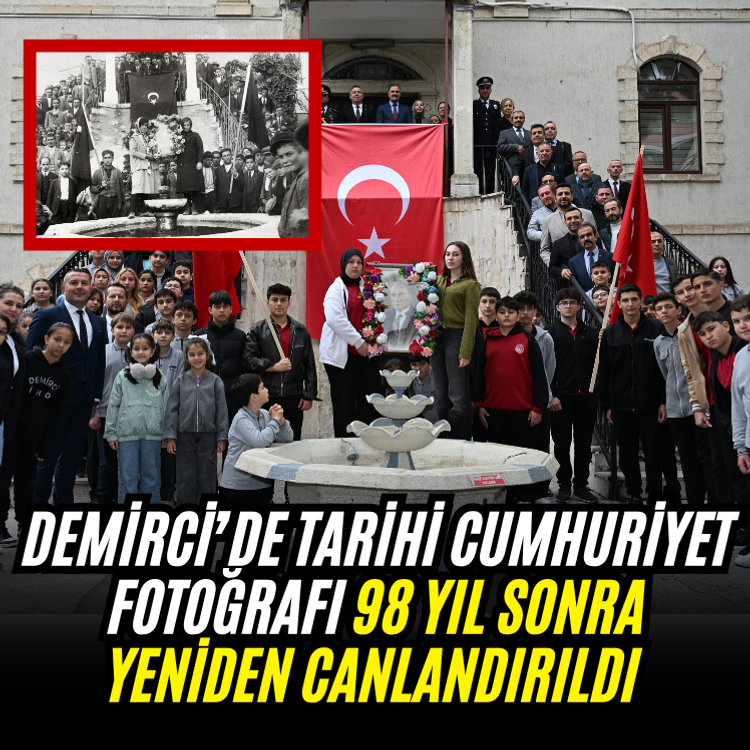 Demirci’de tarihi Cumhuriyet fotoğrafı 98 yıl sonra yeniden canlandırıldı