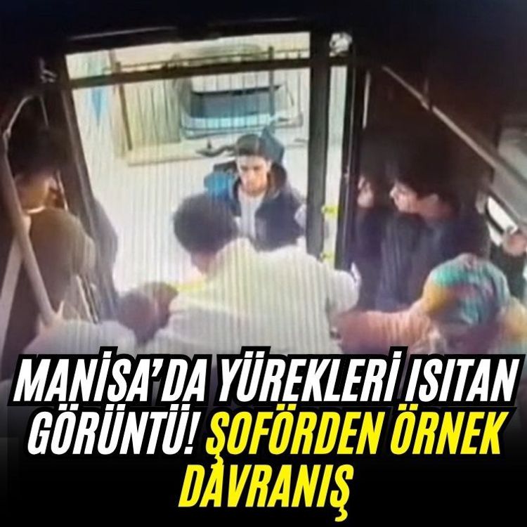 Manisa’da yürekleri ısıtan görüntü! Şoförden örnek davranış