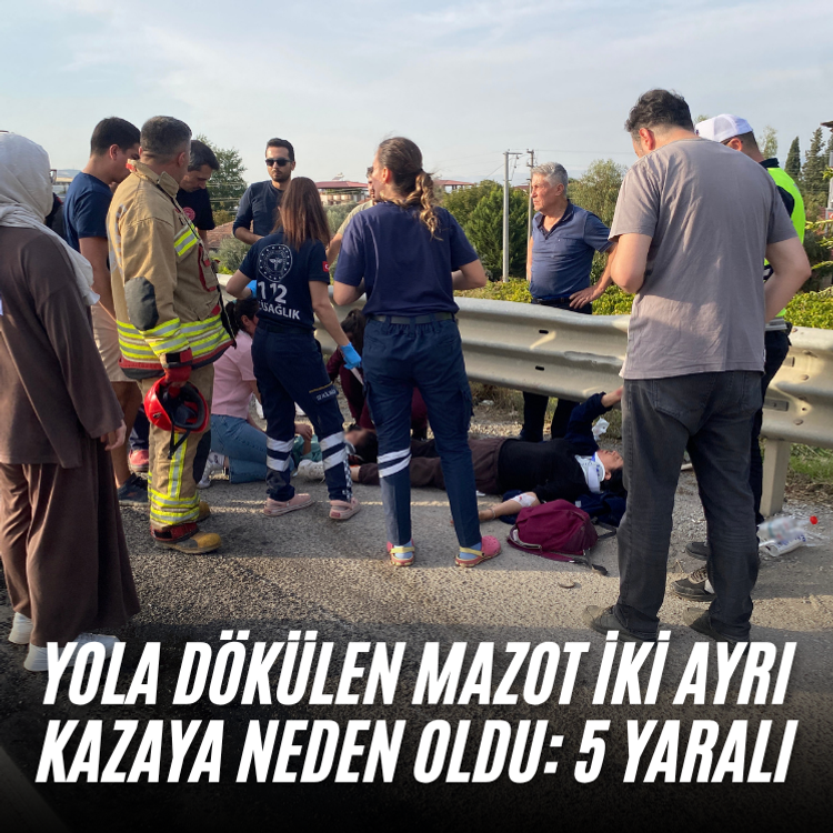 Yola dökülen mazot iki ayrı kazaya neden oldu: 5 yaralı