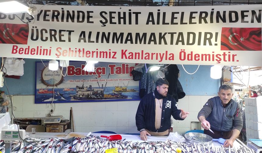 Balıkçıdan örnek davranış Şehit ailelerine ücretsiz balık