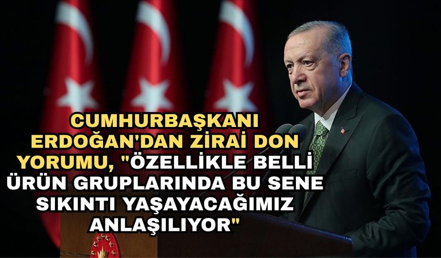 Cumhurbaşkanı Erdoğan'dan zirai don yorumu, "Özellikle belli ürün gruplarında bu sene sıkıntı yaşayacağımız anlaşılıyor"