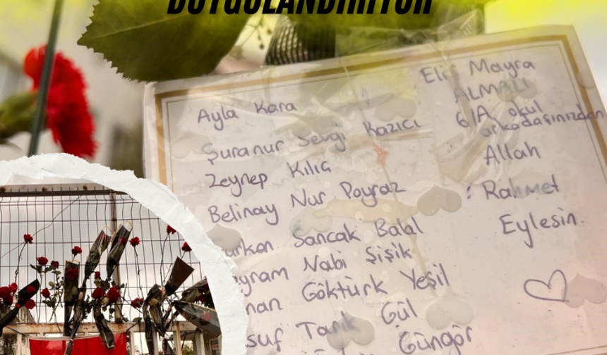 Saldırının yaşandığı okul önündeki yazılar ve görseller görenleri duygulandırıyor