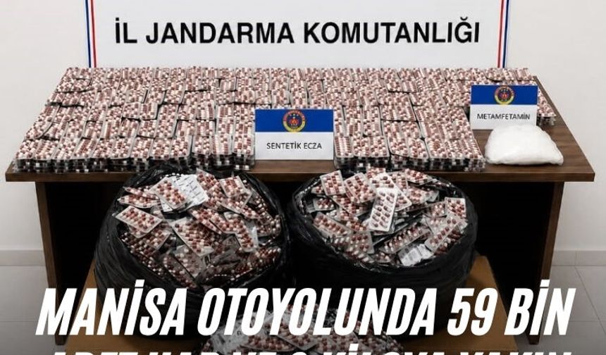 Manisa otoyolunda 59 bin adet hap ve 2 kiloya yakın uyuşturucu ele geçirildi