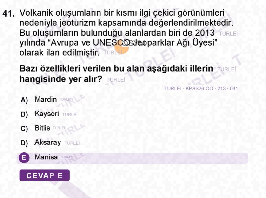 Manisa'nın doğal mirası KPSS'de soruldu
